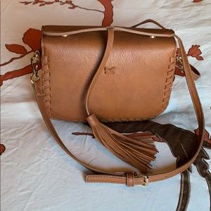 Vegan Leather Crossbody Bag with Tassel